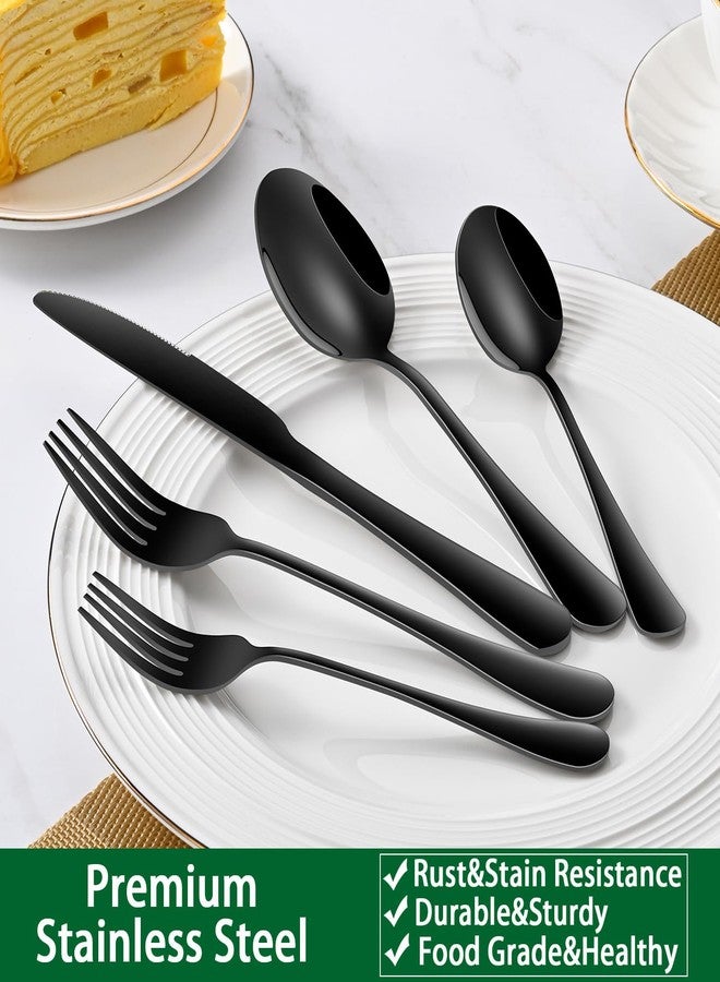 DEHOV 30 PCs Flatware Sets,Black Stainless Steel Silverware Sets Service For 6 Person,Durable Cutlery Sets For Home,Party,Restaurant,Tableware Cutlery Sets - Image 4